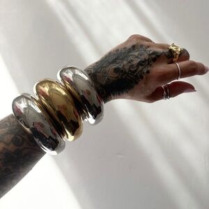 Noir NYC oversized silver or gold cuff bangle
